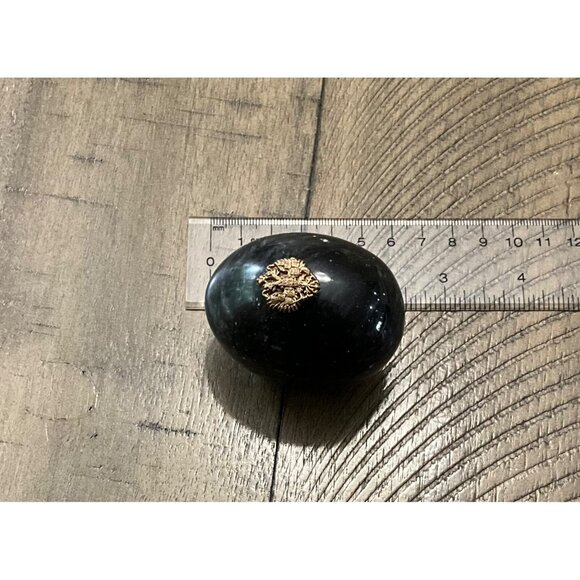 Marble Alabaster Egg Russian Imperial Coat Of Arms Emblem Black - Picture 4 of 4